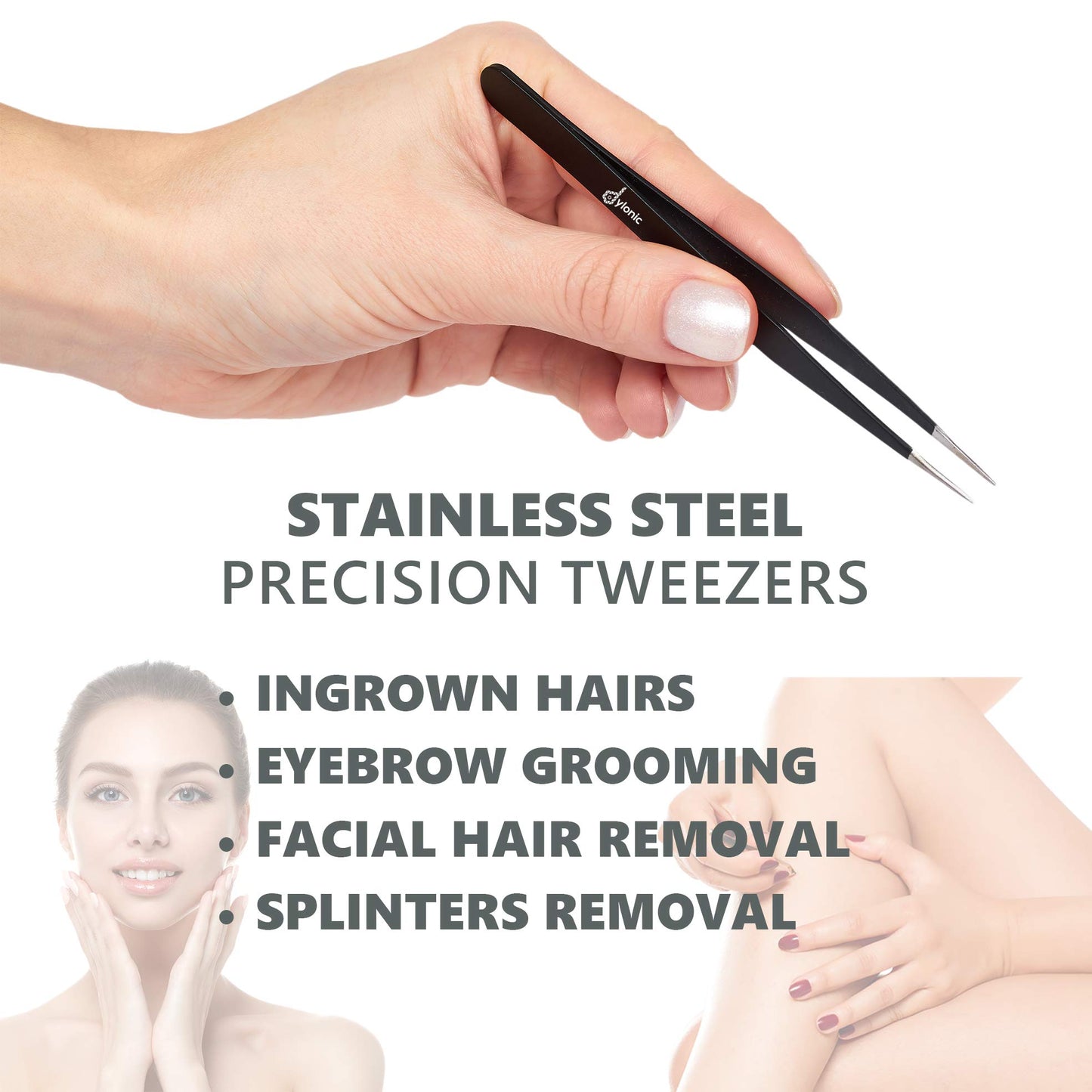 Dylonic 3pk Exfoliating Brush and Precision Tweezers for Ingrown Hair Treatment for Bikini Area, Razor Bumps Shaving Irritation - Silicone Scrubbers Gift Set, Body + Face Skin Exfoliator Brush
