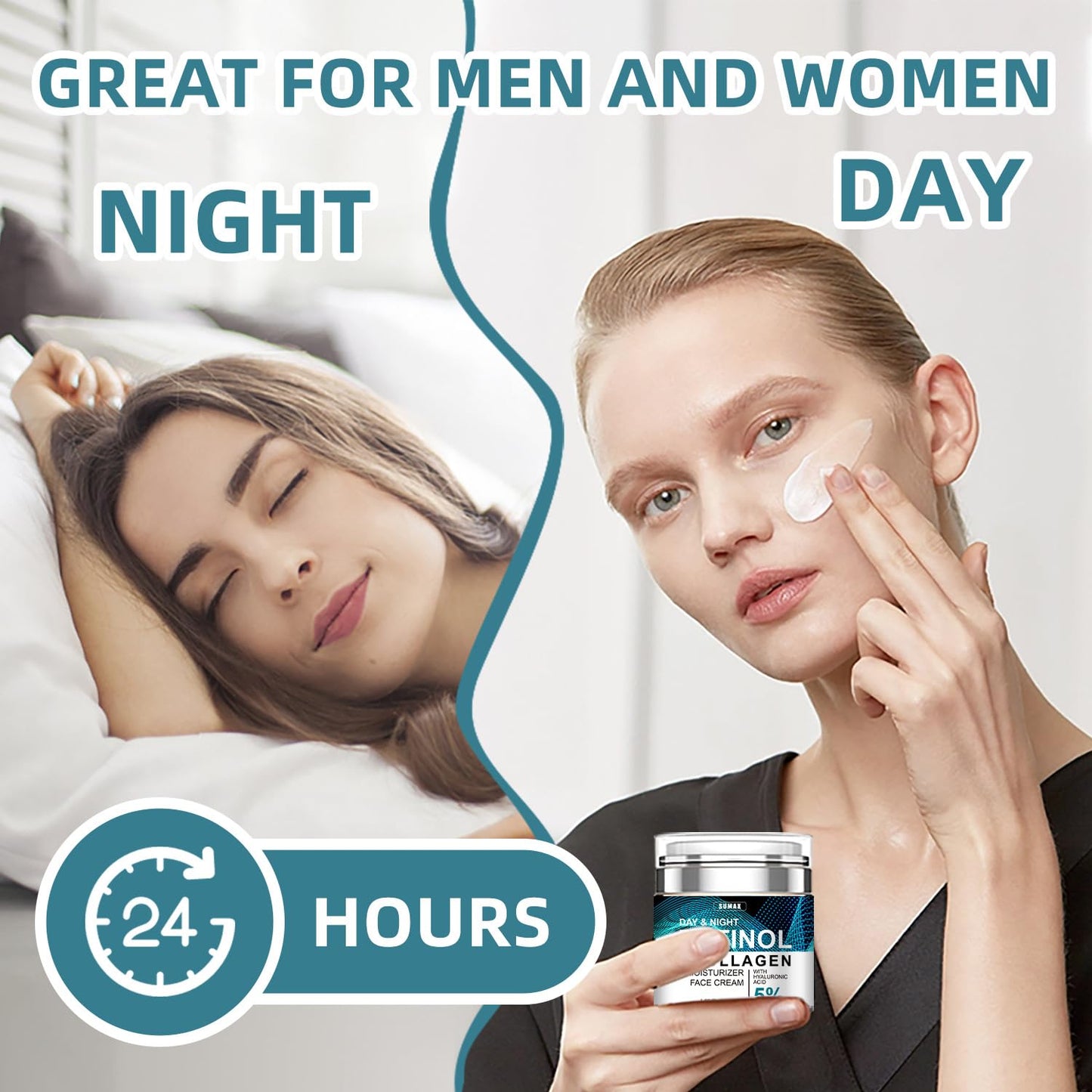 Advanced Retinol Collagen Cream for Face with 5% Hyaluronic Acid Anti-Aging Anti-Wrinkle Reduce Fine Lines Lifting and Firming For All Skin Types 1.7 fl.oz