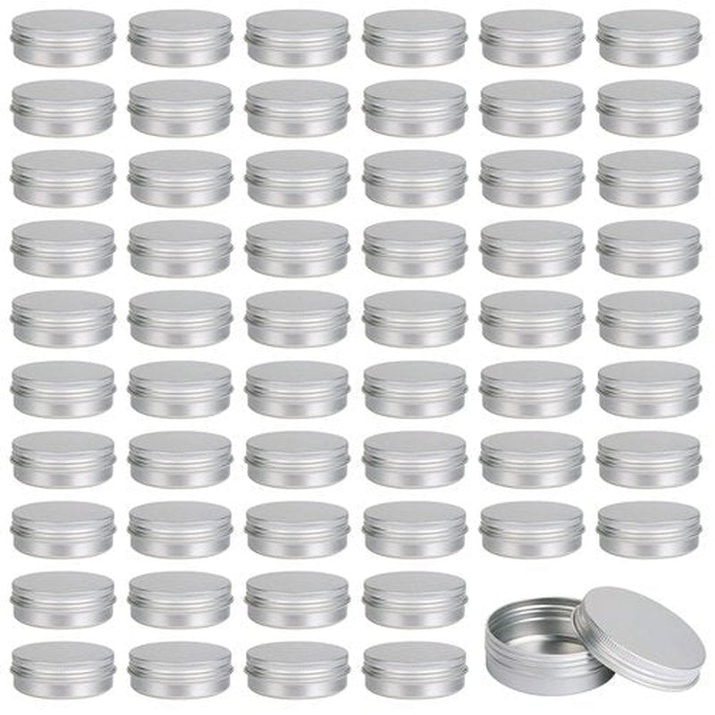 Moretoes 60 Pack Tins, 2Oz Metal Round Tins, Aluminum Tin Cans Containers with Screw Lid for Lotion Bars, Balms, Salve, Spices or Beard Balm
