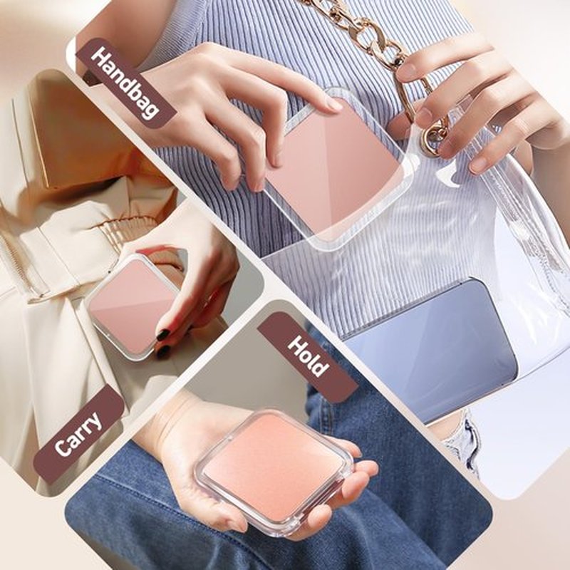Magnifying Mirror, 30X Pocket Travel Make up Mirror, 3.3x3.3 inch Small Compact Mirror, 2-Sided Mini Mirror for Home and Outside, Portable Multi-Purpose Travel Mirror, Precision Tweezers, Rose