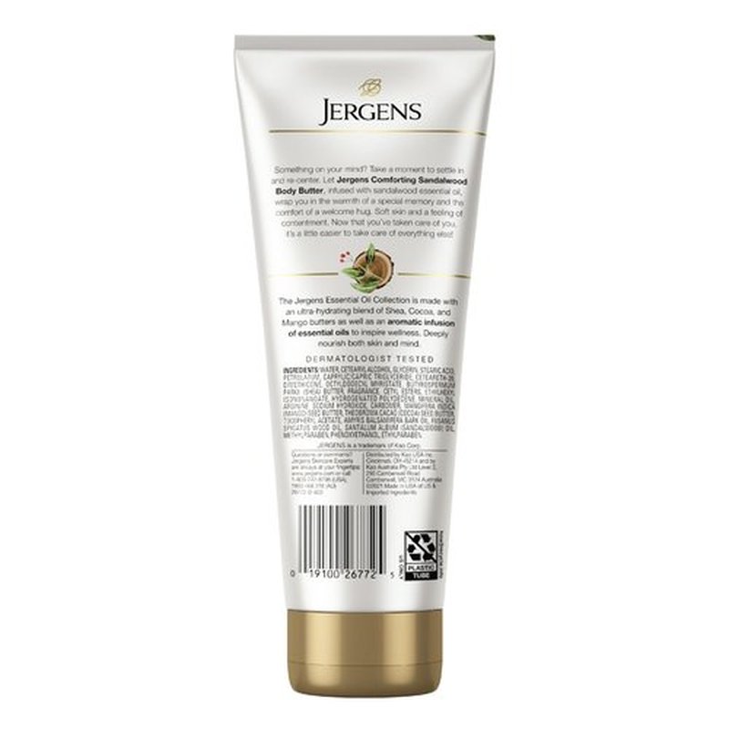 Jergens Sandalwood Body Butter Lotion, Moisturizer Infused with Sandalwood Essential Oil, For All Skin Types, 7 Fluid oz