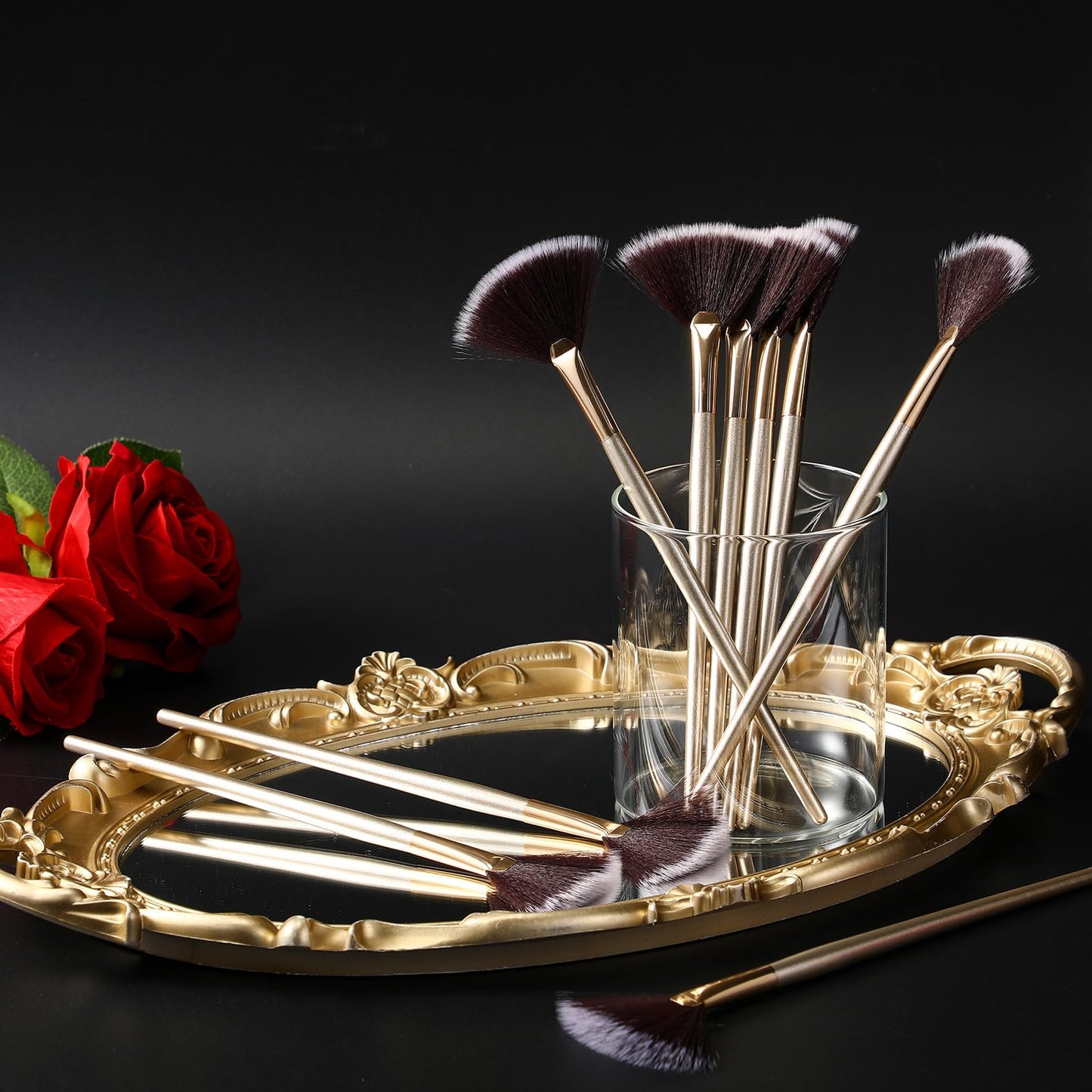 9 Pieces Facial Fan Mask Brushes, Soft Facial Applicator Brushes Tools for Peel Glycolic Makeup for Mud Cream(Brown)