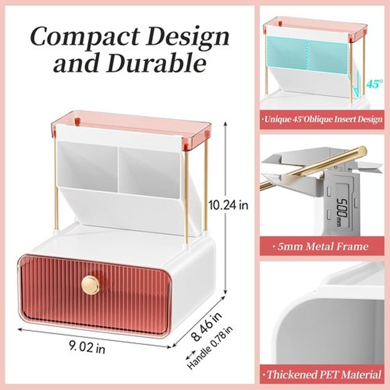 GPREESUS 2-Tier Makeup Organizers Countertop,Versatile Bathroom Counter Organizer,Cosmetic Make Up Organizers for Vanity,Cute Skincare Organizer (Blush)