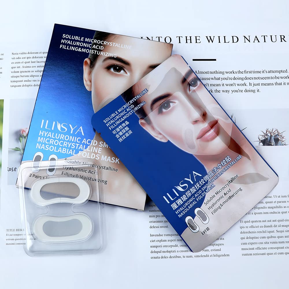 Microcrystal Nasolabial Folds Patch with Hyaluronic Acid Face Wrinkle Patches Anti-Wrinkle Smile Lines Patches Around Mouth Face Tape