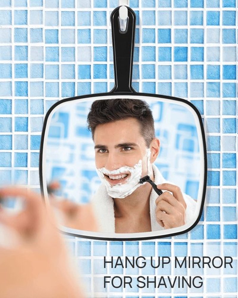 OMIRO Hand Mirror, Extra Large Black Handheld Mirror with Handle, 12.4" L x 9" W