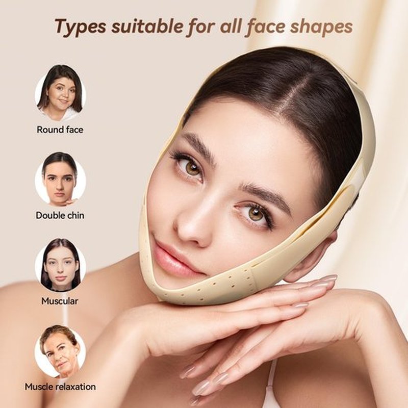 Reusable V Line Face Strap, Soft Silicone Chin Strap for Women 23-27 Inches(Skin tone)