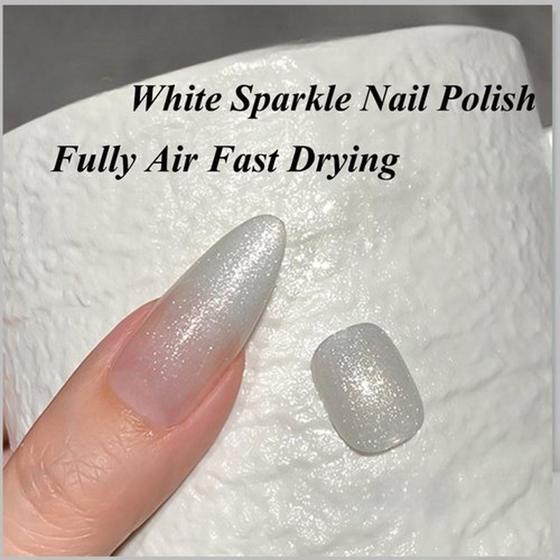 KAHSOSE White Glitter Nail Polish, Quick Dry White Glitter Gel Nail Polish, Shimmer Nail Polish Gel No UV Light Needed, Nail Lacquer Chip Resistant, Pearl Toenail Polish