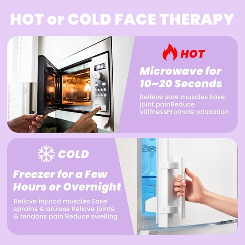 RelaxCoo Cold Face Eye Mask Ice Pack Reduce Face Puff,Dark Circles,Gel Hot Cold Compress,Face SPA for Woman Sleeping, Pressure, Headaches, Skin Care， Purple