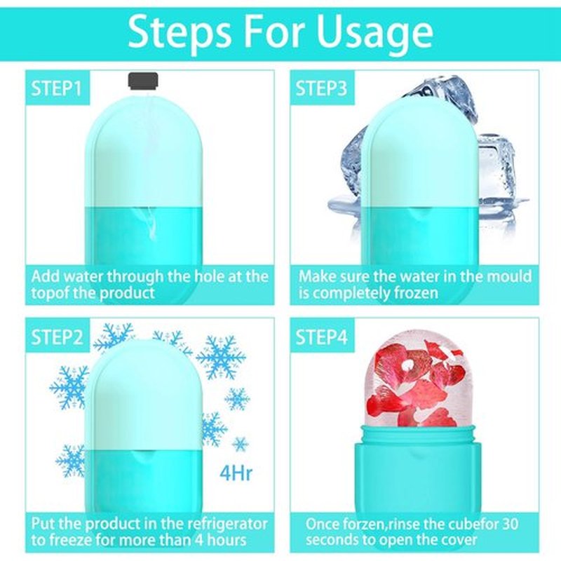 KOGITI Ice Mold for Face, Ice Roller for Face & Eye, Beauty Facial Ice Rollers Ice Holder Mold Face Puffiness Relief Massage Skin Care Tools, Ice Facial Cube (New-Blue)