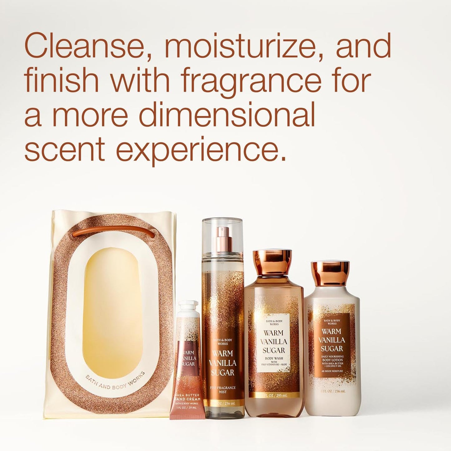 Bath & Body Works Warm Vanilla Sugar Gift Set with Body Wash, Fine Fragrance Mist, Lotion, & Hand Cream – Personal Care Collection for Gifts or Individual Use, Sugar and Sweet Vanilla Scent - 1 Pack