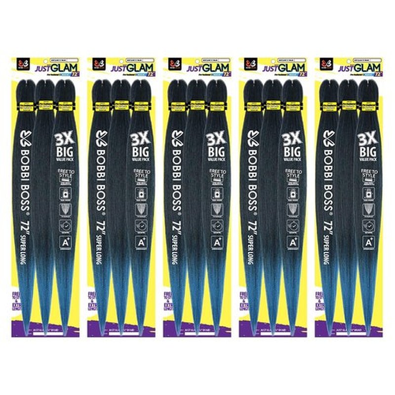 BOBBI BOSS Just Glam 3X Pre-Feathered Braid 72" (5-Pack, T1B/Brown)