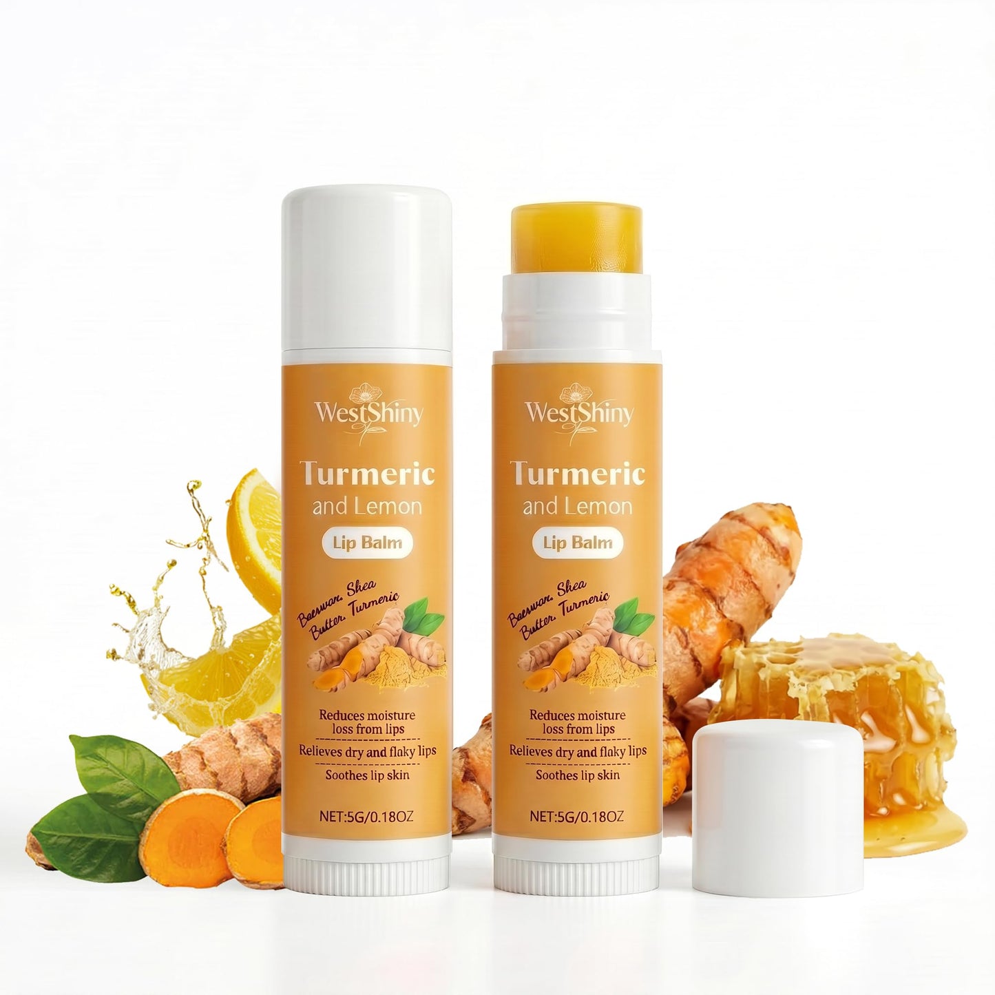 2pcs Lemon Turmeric Lip Balm To Lip Lightening Dark Lips, Balmnourishes Dry, Cracked Lips - For Smokers Lips