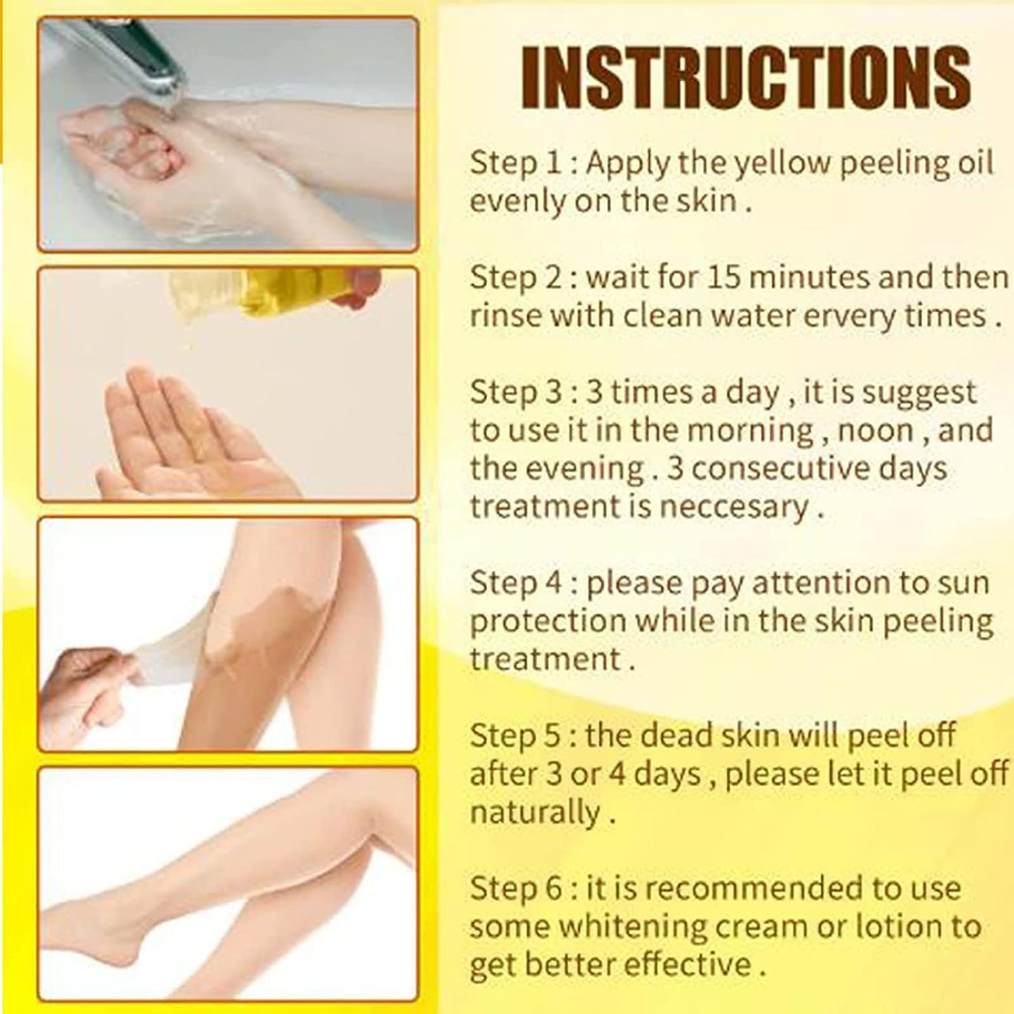 Yellow Peeling Oil, Peeling Oil for Dark Skin