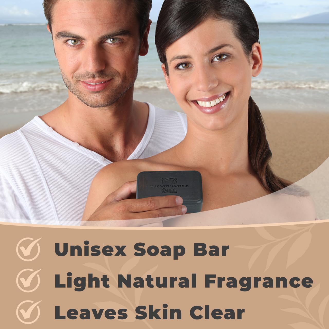 One With Nature Dead Sea Soap 7oz Variety 3Pk-Dead Sea Mud, Activated Charcoal, and Dead Sea Salt-Detoxifying and Exfoliating Soap Bars with Dead Sea Salt for Face & Body, for Men & Women