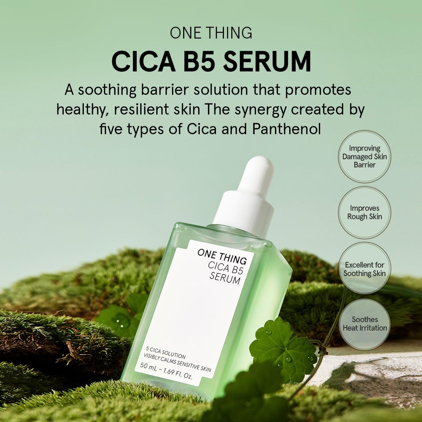 ONE THING CICA B5 calming Serum 1.69 fl.oz / 50ml | Korean Skincare, Panthenol Soothing, Hydration Boost for Sensitive Skin