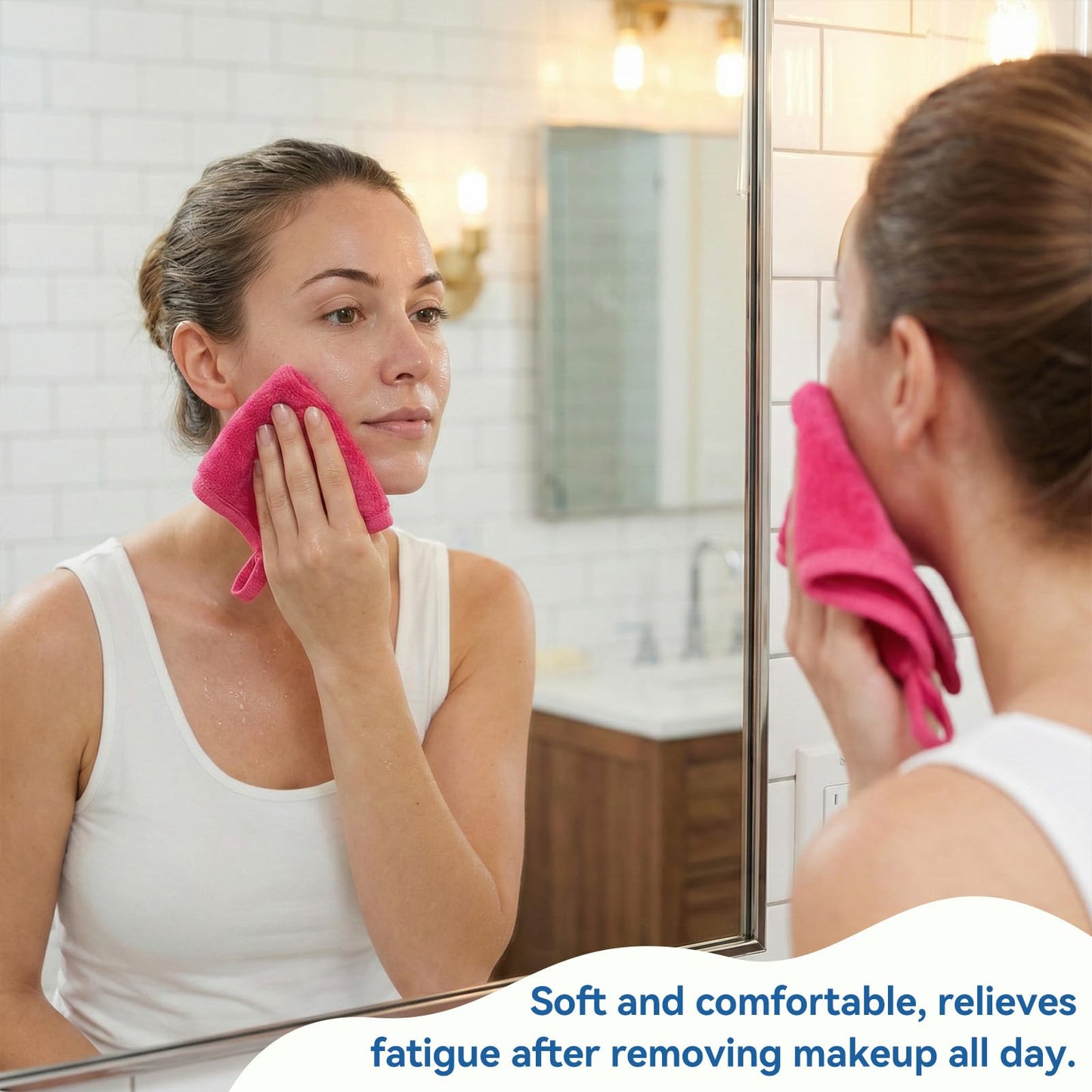 7PCS Makeup Remover Cloth, Makeup Remover Cloth Cleaning Reusable Face Wash Cloths for All Skin Types Face Wash Soft Make up Towels Facial Cleansing Cloths for Women 6" X 6.3"