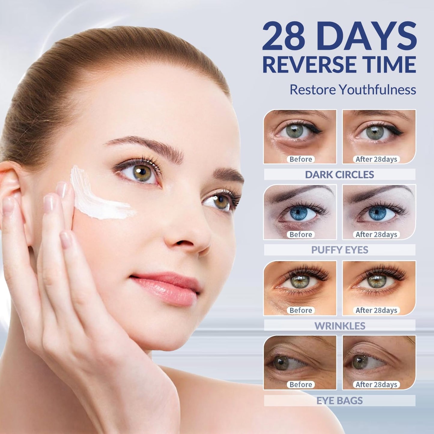 Multi-Peptide & Retinol Eye Cream,Electric Massage Eye Cream With Caffeine,Niacinamide,Vitamin C & for Dark Circles, Puffiness Puffy Bags & Wrinkles ，Anti-Aging Eye Cream for Fine Lines, 0.7 fl.oz