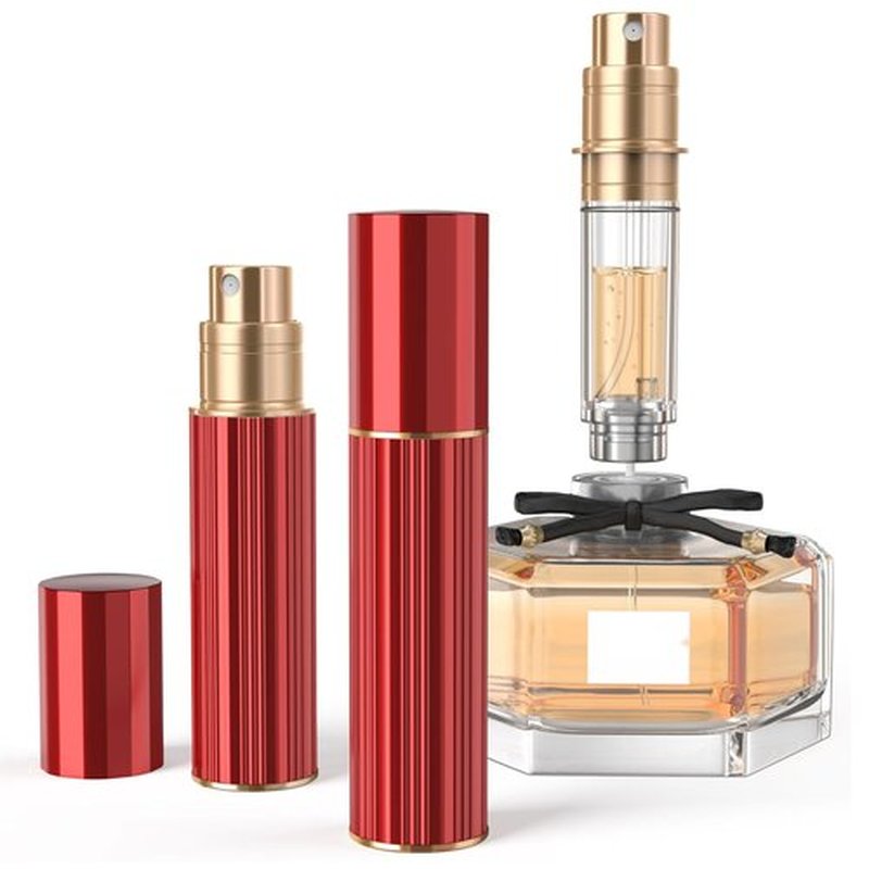 YIERSO 5ml Perfume Travel Refillable Bottle,Bottom-Filling Perfumes Atomizer,Mini Cologne Dispenser, Portable Fragrances Sprayer Pocket Size Perfume Container for Women Men Cruise Trip Gift 5ml (Red)