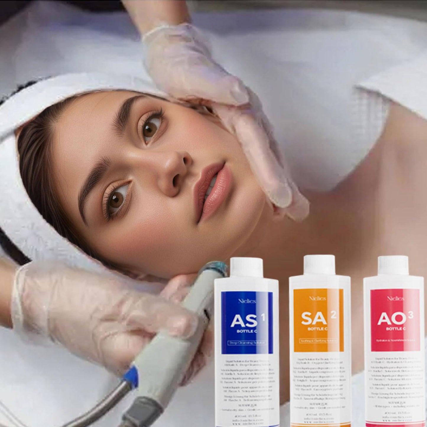 Nielies Professional Hydro Peeling Solution for Hydrodermabrasion Machines – Bubble Solution for All Skin Types AO3 – Deep Cleansing, Hydration, and Anti-Aging
