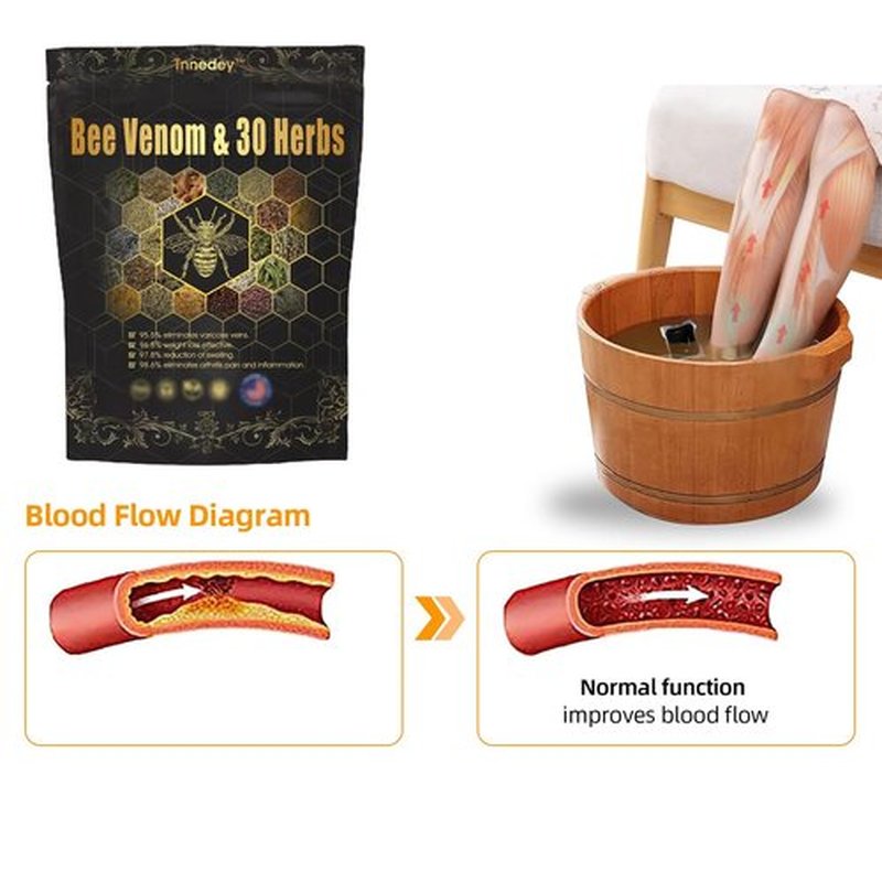 Tnnedey Foot Soak, Tnnedey Bee Venom & 30-Herb Detox Foot Soak Beads, Tnnedey Bee Venom Foot Soak Beads, Bee Venom Detox Foot Soak Beads, Foot Soak Beads for Soothing Body Sore Tired (1Pack)