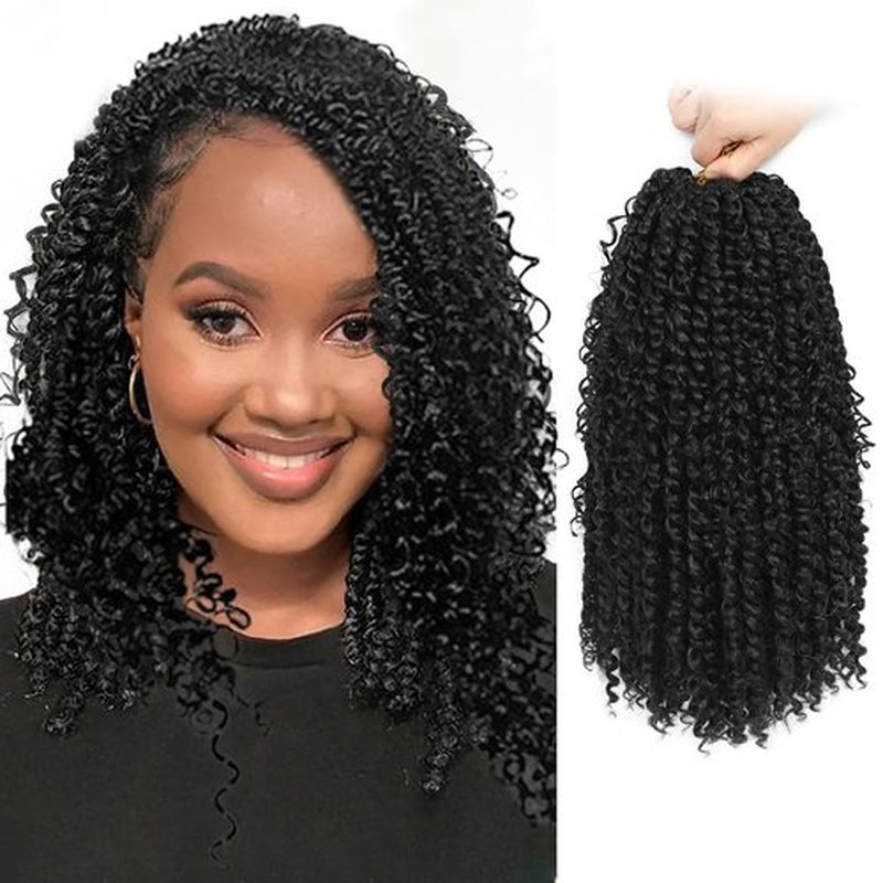 Passion Twist Hair 14inch Boho Passion Twist Crochet Hair For Black Women Pretwisted boho Passion Twist Crochet Hair, Pre Looped Curly Ends Bohemian Crochet Braids For Women（1B,14inch,7 Packs）