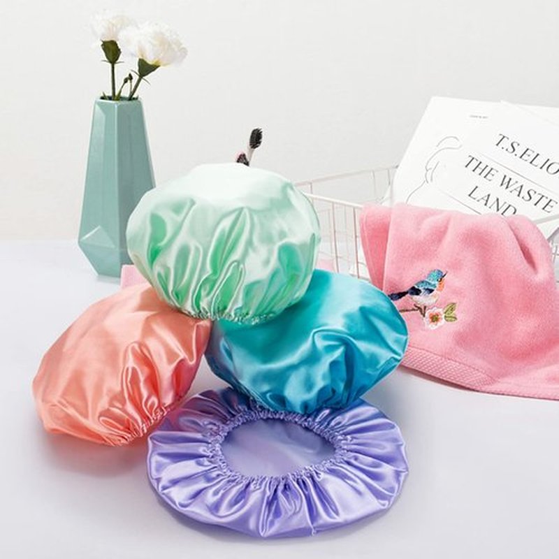 AmazerBath Shower Cap, 4-Pack Shower Caps for Women, Double Waterproof Layers Bathing Shower Hair Caps Protection EVA Shower Caps Reusable, Large Size