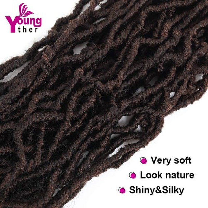 Youngther New Faux Locs Crochet Hair 18 inch Most Natural New Soft Locs Crochet Hair 6 Packs Synthetic Crochet Hair for Black Women(18"6Pcs-M30)