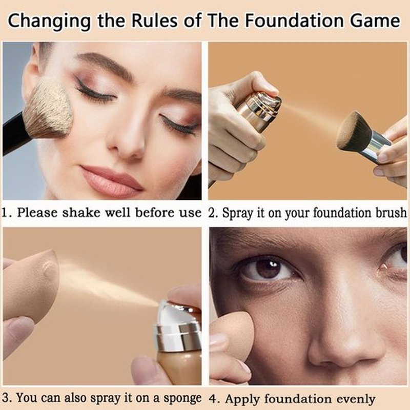 Airbrush Foundation Makeup Spray,Full Coverage Foundation for Waterproof Breathable,Natural Matte Finish,Concealer Moisturizing Foundation for Mature Skin for Smooth Radiant Finish Skin (Natural)