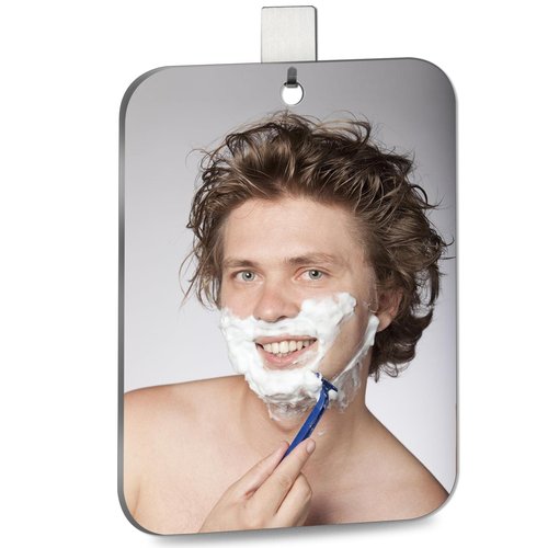 Unbreakable Shower Mirror for Shower,10.8x7 Inch Large and Portable Shower Mirror for Men with Adhesive Locker Mount, Ideal for Camping and Traveling, NOT Anti Fog Free Suction