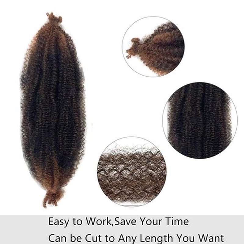 Marley Twist Braiding Hair 16 Inch Pre-Separated Springy Afro Twist Hair Extension 8 packs Afro Twist Crochet Hair Braids Spring Twist for Black Women(16 Inch, T1B/30#)