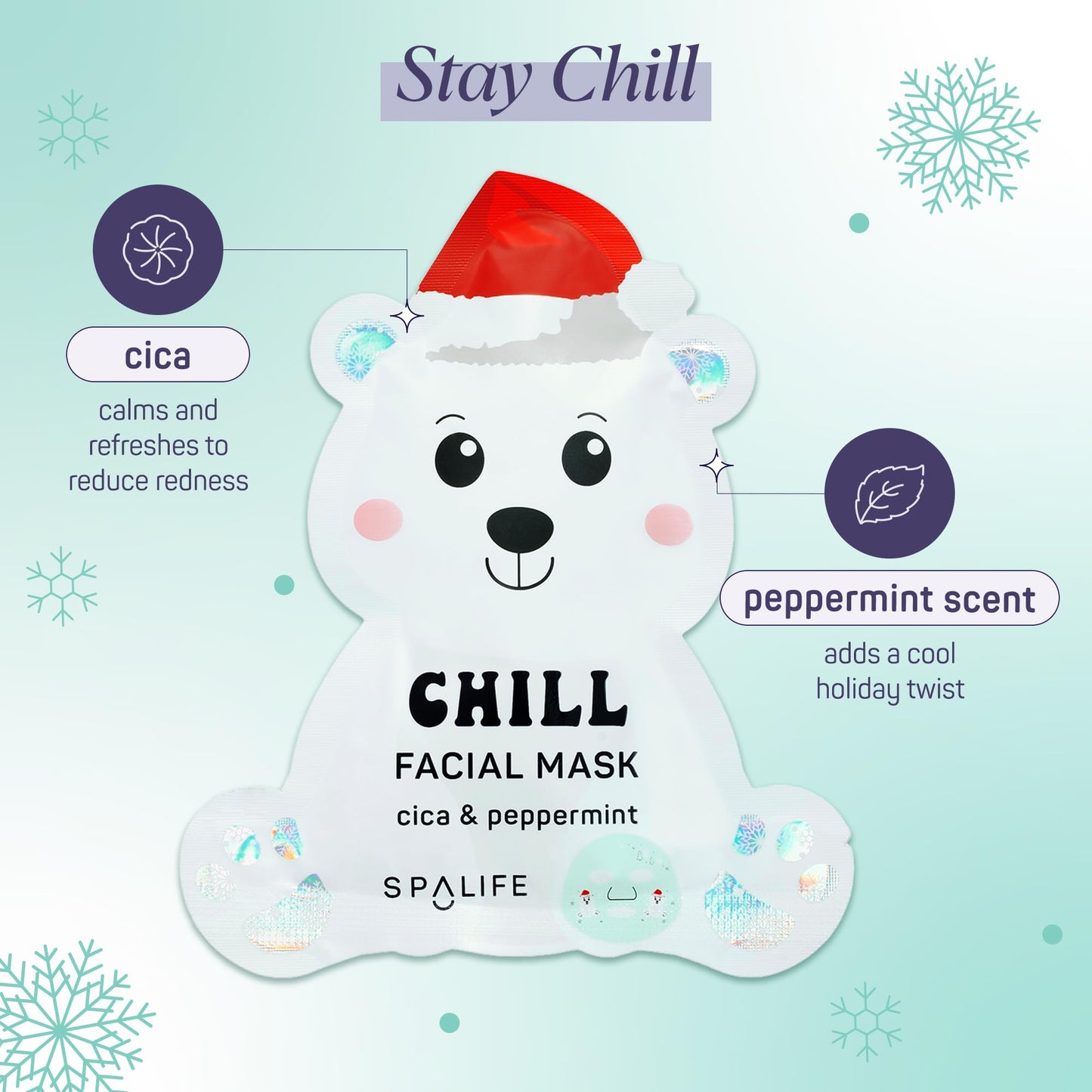 SpaLife Beauty Winter Wonder Animals Christmas Face Mask Bundle | Korean Facial Masks | Hydrating, Firming and Glowing Sheet Mask Set | Christmas Gifts for Women | 12 Pack