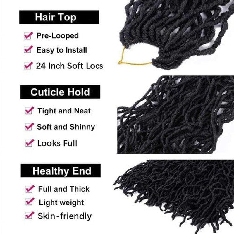 7 Packs 30 Inch Faux Locs Crochet Hair for Black Women Soft Locs Crochet Hair for Butterfly Locs Curly Wavy Goddess Locs Crochet Loc Hair (30 inch(pack of 7), 1B)
