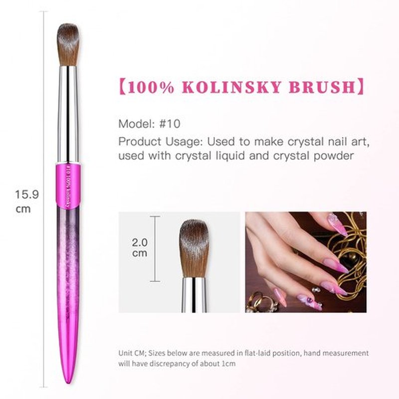 Eptbsdu Pure Kolinsky Acrylic Nail Brush, Nail Brushes with Metal Handle Nail Art Acrylic Application, Gel Nail Powder Brush Nail Extension Professional Salon Quality (#10, Purple)