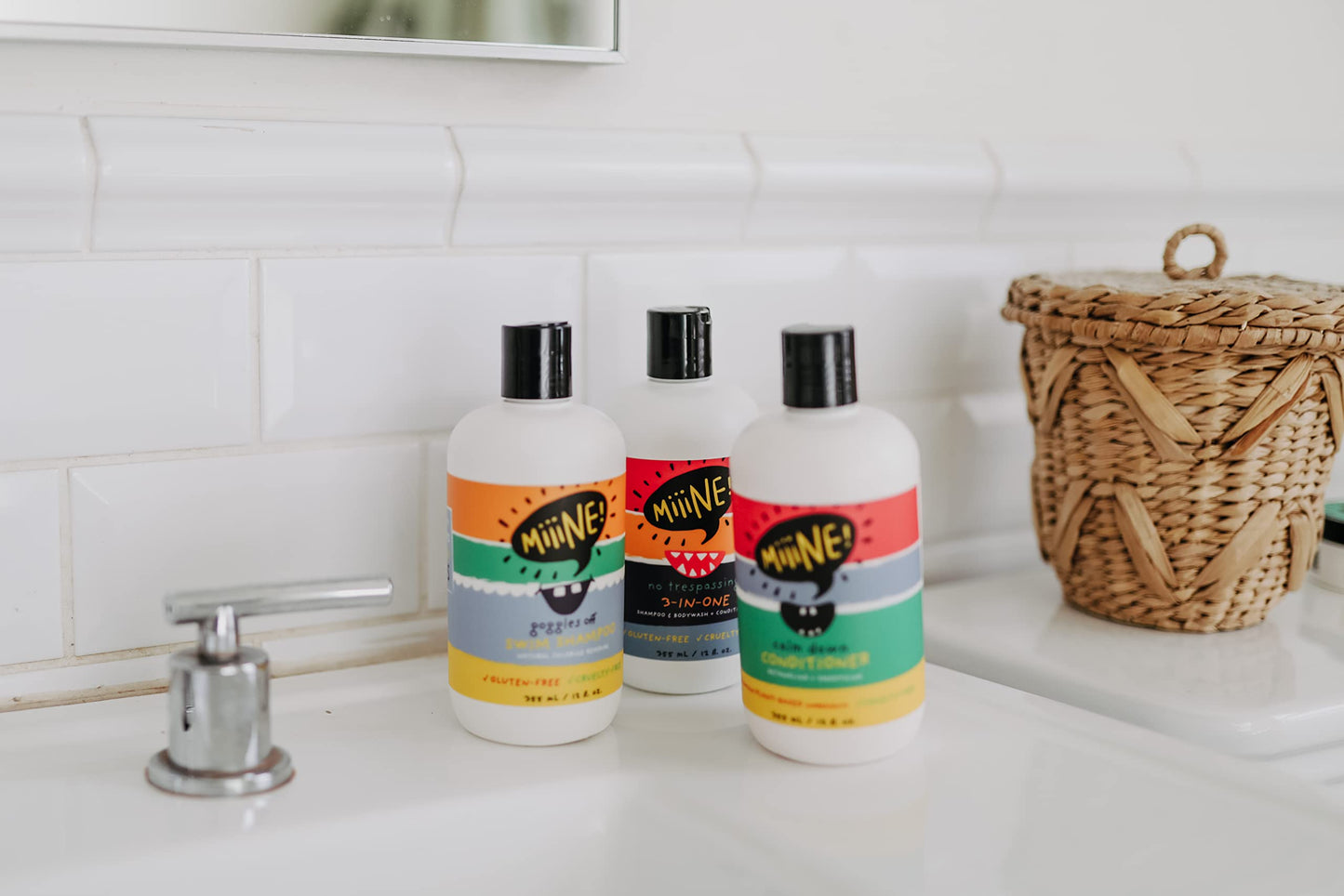 MiiiNE! Goggles Off Swim Shampoo for Kids 12oz - Tear Free Chlorine Shampoo for Pool, Hard Water or Beach - Cruelty Free, Made in USA