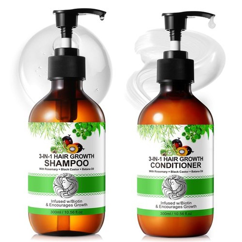 Biotin Shampoo and Conditioner for Hair Loss| Thickening Hair Products with Rosemary, Black Castor & Batana Oil - Strengthens, Repair, Add Shine for Women Curly, Straight, Dry and Damaged Hair