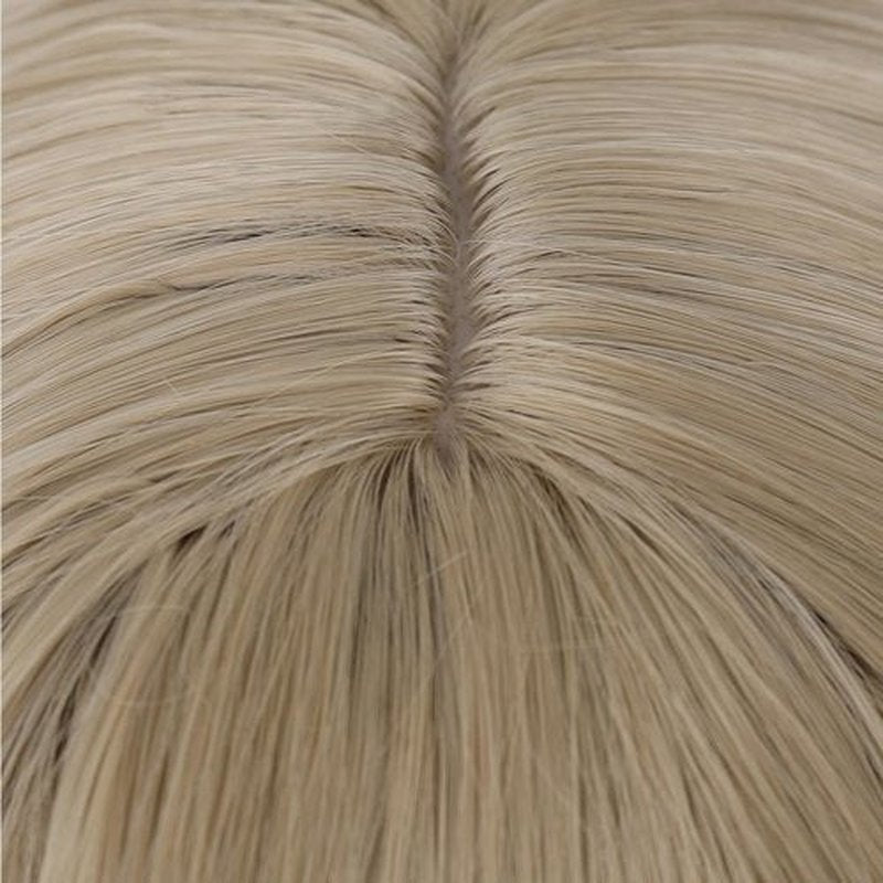 PATTNIUM Flaxen Blonde Wig Short Curly Wig Mixed Blonde Wig Flaxen Bob Wig Flaxen Wig with Bang for Women Girls Synthetic Hair Cosplay Costume Wig (Flaxen Blonde)