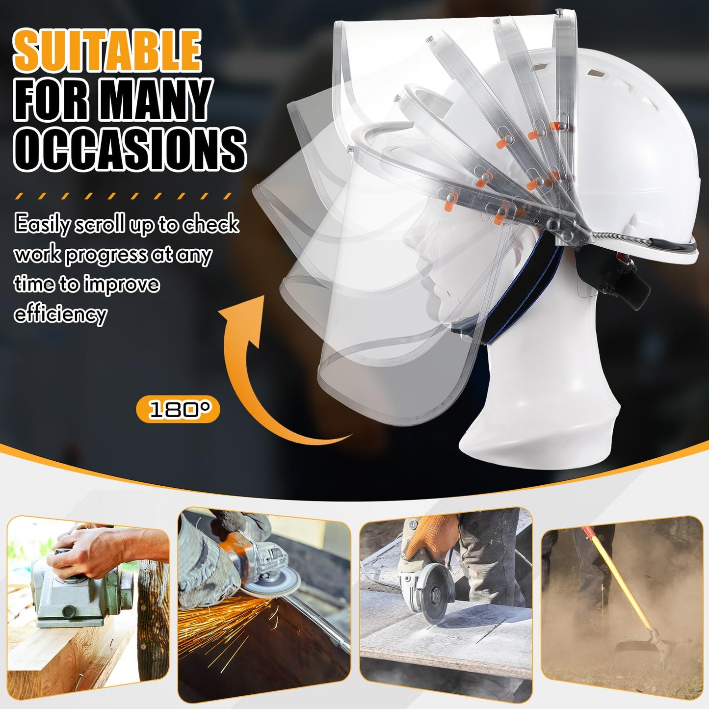 Zonon 6 Pcs Aluminum Face Shield Adapter for Grinding Cutting Cap Style Hard Hat Safety Face Mask Shield Visor Bracket (White)