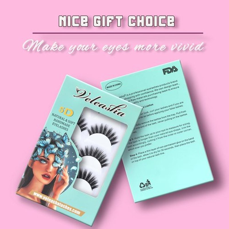 Veleasha Lashes 5D Faux Mink Lashes 100% Handmade Wispy Lashes Charming Luxurious Fake Eyelashes Lightweight Fluffy False Eyelashes 5 Pairs Pack (5D04)