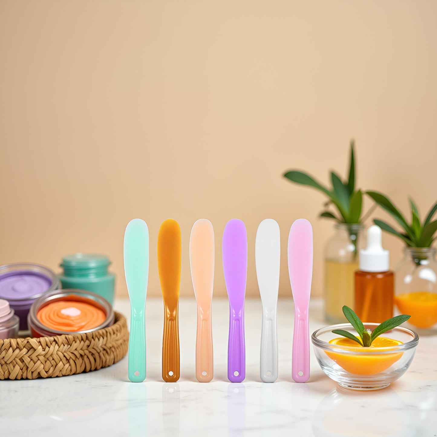 6Pcs Large Plastic Cosmetic Spatula Candy Color Reusable Cosmetic Mask Mixing Spoon Scoops Spatulas Stick Applicator Beauty Spa Makeup Tools for Facial Skin Care DIY Mask Mixing Sampling Tool