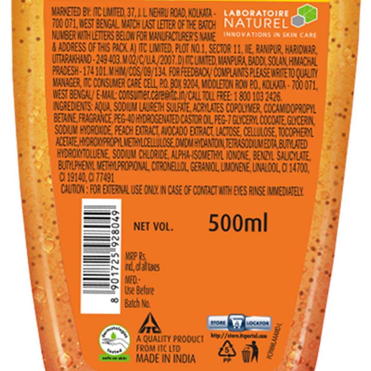 Fiama Shower Gel Peach & Avocado, Body Wash with Skin Conditioners For Soft Moisturised Skin, 500ml (16.90 Oz) Pump