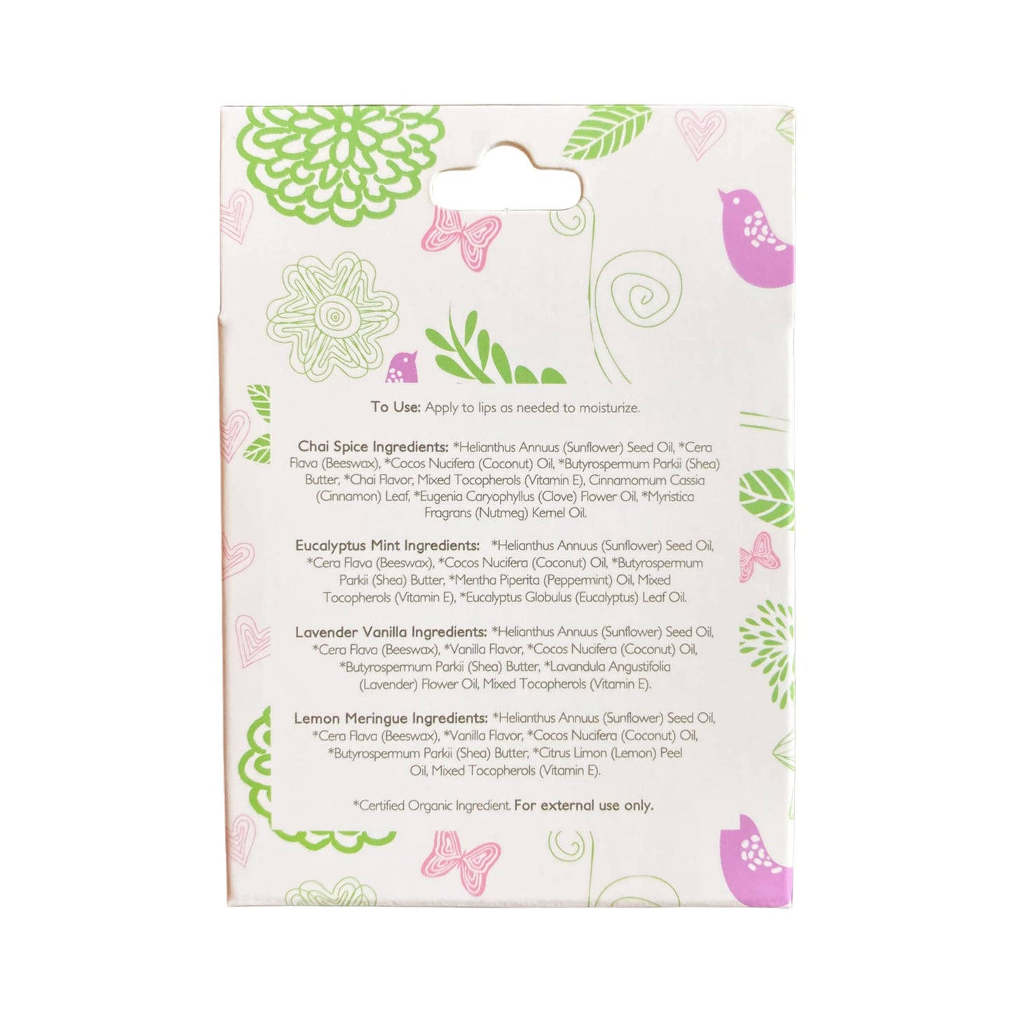 Green + Lovely Nature's Silk Lip Balm (4 Scent Variety Pack)