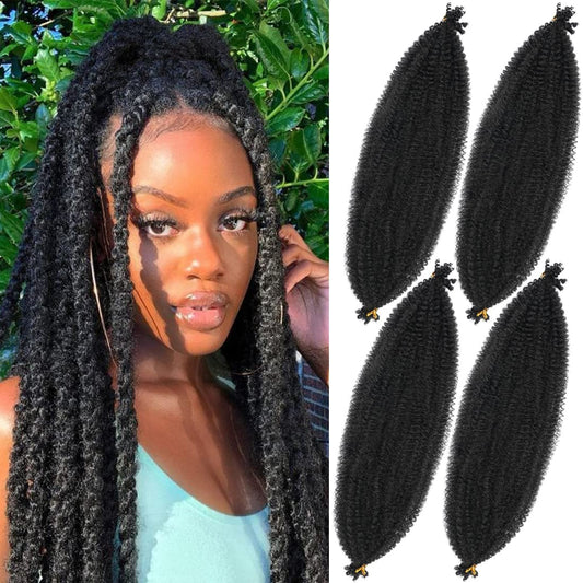 Youngther 36 inch Pre Separated Springy Afro Twist Hair 4 Packs Soft Spring Twist Hair For Marly Braiding Hair Synthetic Crochet Hair Extensions for Black Women(36 inch #1B)