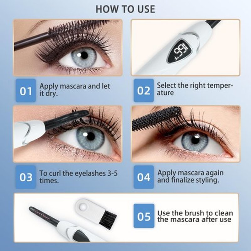 EYECURL Heated Eyelash Curlers, Portable Heated Lash Curler,Heated Eyelash Curler Intelligent Power 0ff, Makeup Electric Eyelash Curler (Bright White, S600-148MM)
