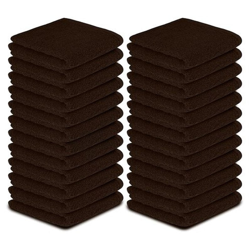 Softolle 100% Cotton Ring Spun Wash Cloths – Bulk Pack of Washcloths – 12x12 Inches – Wash Cloth for Face, Highly Absorbent, Soft and Face Towels (Brown, 24 Pack)