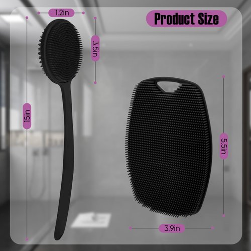 VWMYQ Back Scrubber for Shower, New Upgrade Multifunction Exfoliator Body Scrubber for Effective Shower Scrubber for Body, Ergonomic No-Slip Handle and Easier Product Foam Silicone （2 Pack）