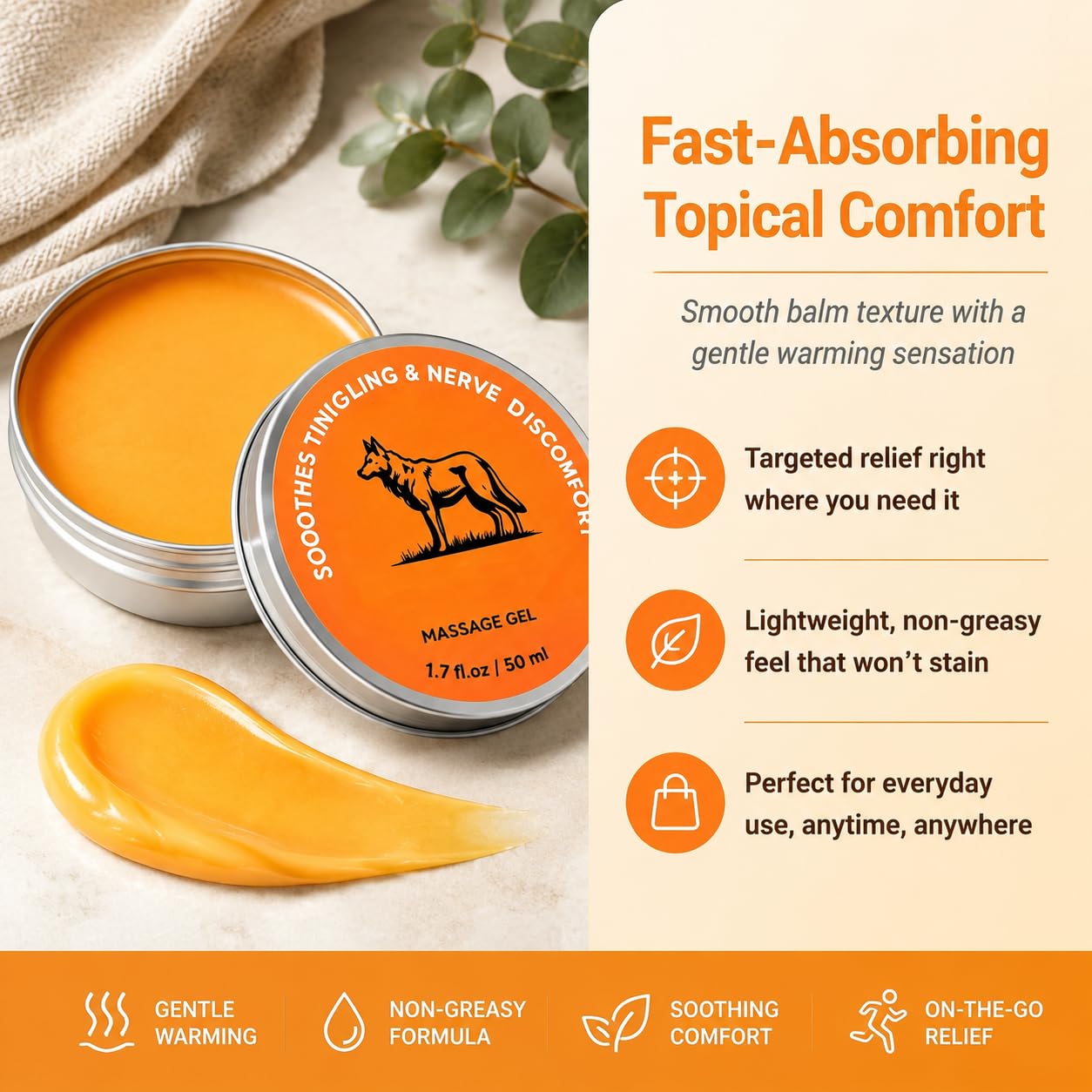 Nerve Relief Balm for Neuropathy Neuro Magnesium Balm with Menthol & MSM, Cooling Soothing Massage Cream for Muscle & Joint Comfort(1.7 Fl Oz (Pack of 2)