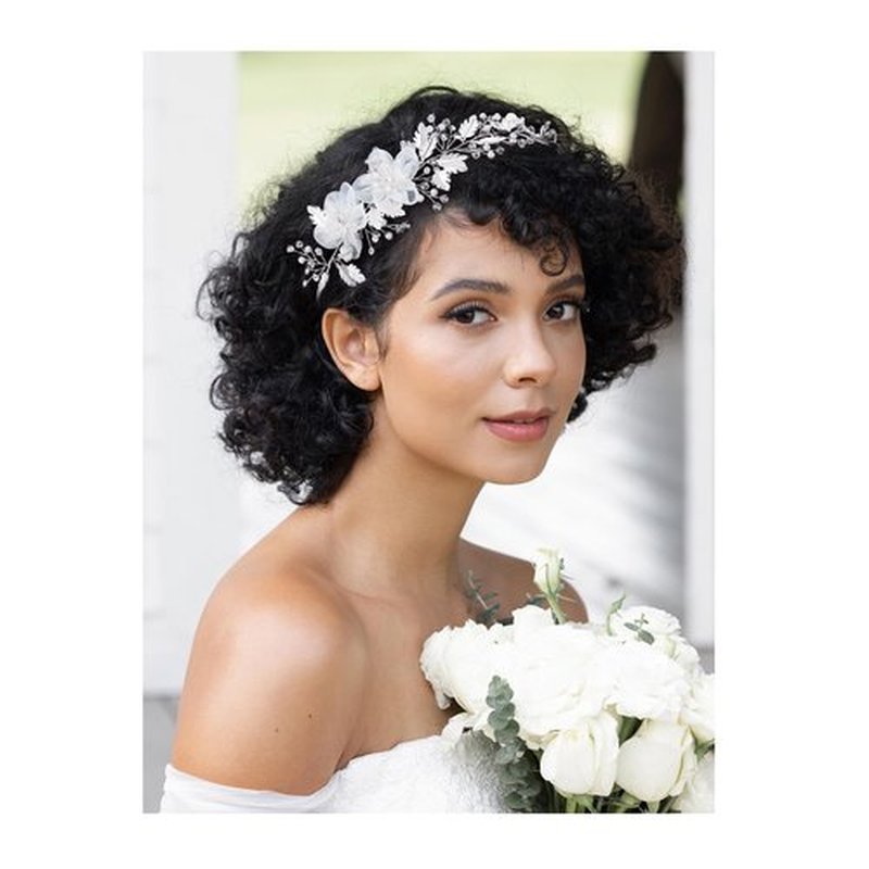 SWEETV Flower Wedding Headpieces for Bride Rhinestone Bridal Headband handmade bride hair vine wedding hair piece for bride hair accessories for Women and Girls Silver