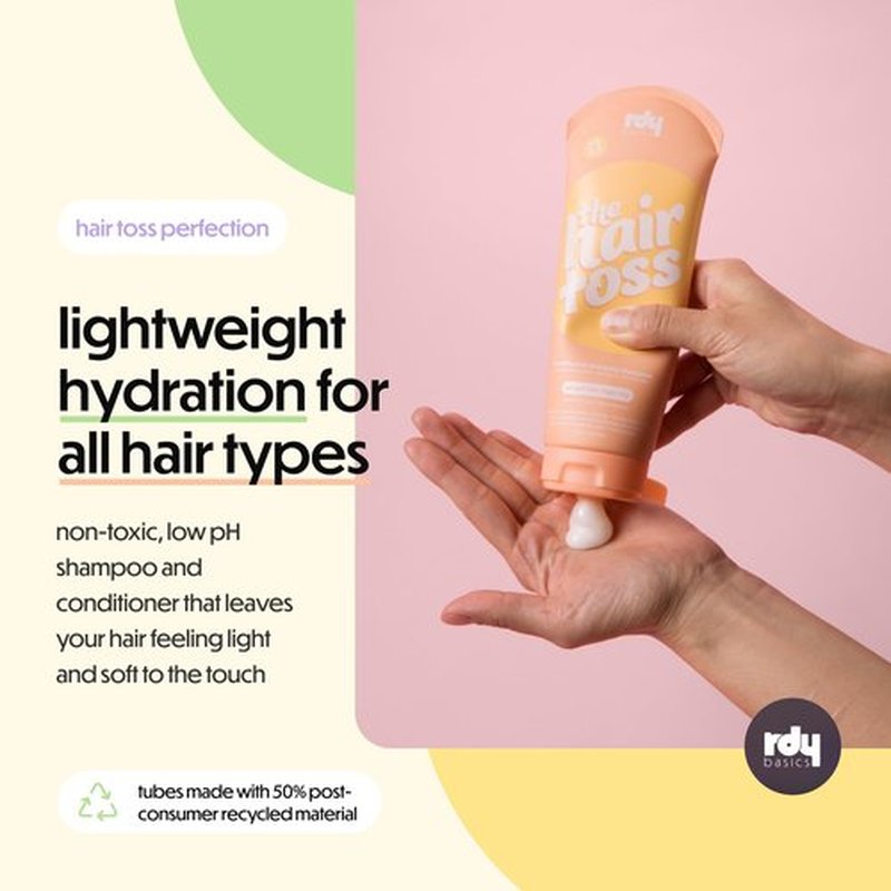 The Hair Toss Detangling Shampoo & Conditioner Set, Lightweight Low Ph for Strengthening and Detangling All Hair Types | Paraben & Sulfate Free for Sensitive Scalp | 13.5oz (Unscented)