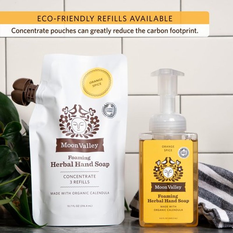 Moon Valley Herbal Foaming Hand Soap, Orange Spice Two Pack, Vegan, Recyclable Bottle