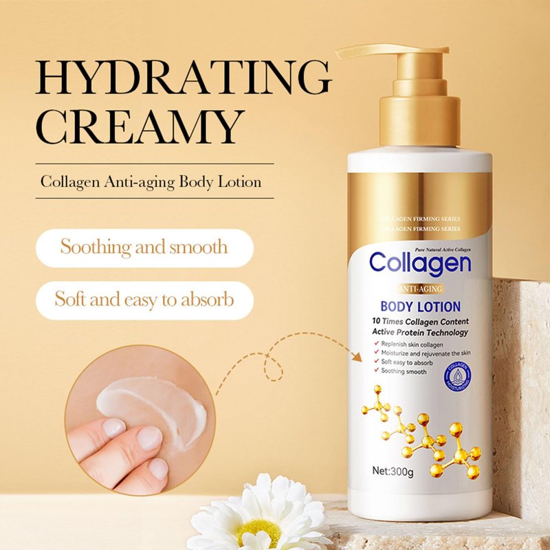 Grospe Collagen & Hyaluronic Acid Body Lotion, Collagen Firming Body Lotion with Portulaca Oleracea for Women & Men Helps Improve Look of Crepey Aging Skin,Wrinkles Dry Skin Texture,10 Ounce